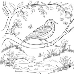 birds on a nature tree