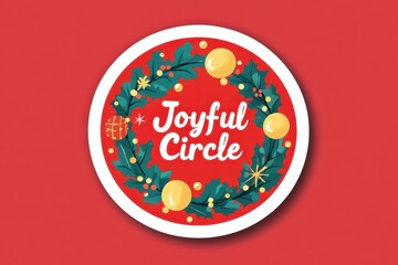 Wall Mural - Joyful circle wreath design featuring festive colors and decorative elements for the holiday season