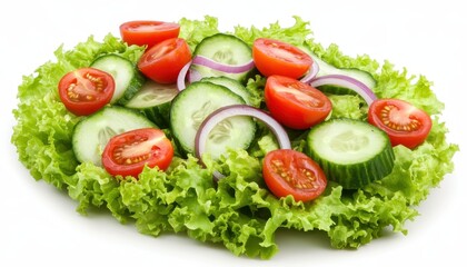 Wall Mural - Refreshing Garden Salad with Tomatoes, Cucumbers, and Lettuce: A Vibrant and Healthy Meal