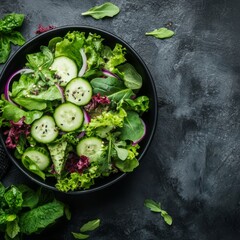 Wall Mural - Healthy lettuce mix salad with vegetables.