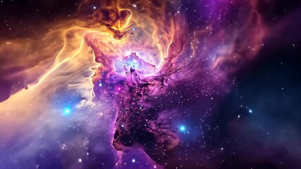 Wall Mural - a vibrant space scene featuring a multitude of stars and billowing clouds, a starry galaxy with a ne