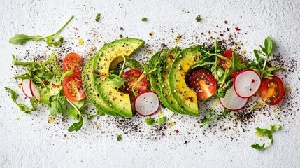 Wall Mural - Delicious Avocado Salad with Cherry Tomatoes and Radishes: A Vibrant and Healthy Recipe