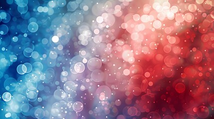 Abstract blue and red bokeh background with blurred lights.