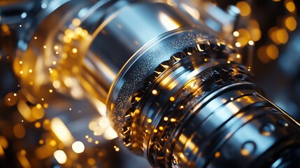Poster - Close-up of a metallic component with sparks, showcasing industrial precision.