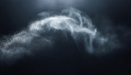 Aufkleber - Abstract Fine Snow Particles in Motion Against Dark Background, Dramatic Winter Blizzard Effect for Concept of Cold Weather, Storm, Frost, Chaos, or Textured Backdrop for Design and Art Projects