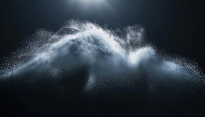 Aufkleber - Abstract Fine Snow Particles in Motion Against Dark Background, Dramatic Winter Blizzard Effect for Concept of Cold Weather, Storm, Frost, Chaos, or Textured Backdrop for Design and Art Projects