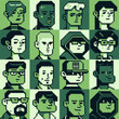 © thepolovinkin - Pixel art people character set, man, woman, girl, guy, avatar, social net portrait, profile picture. Design of 80s. Game assets. 8-bit. Isolated vector illustration background.