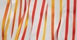 © Andaman - Red and yellow striped paper with minimalist cutouts on white background, abstract, minimalist, red