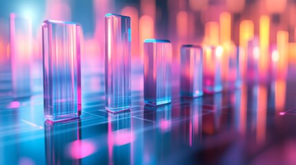 Aufkleber - Abstract Digital Design with Colorful Bars and Glowing Lights