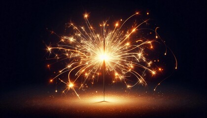 Aufkleber - Vibrant lighting sparkler creating enchanting trails of light against a dark background, perfect for celebration events