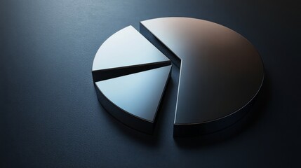 Aufkleber - Sleek Metallic Pie Chart Segment on Dark Background for Data Visuals