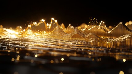 Fototapete - Golden Waves of Light Reflecting on Smooth Water Surface