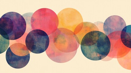 Fototapete - Abstract Colorful Circles on Soft Beige Background for Art Use