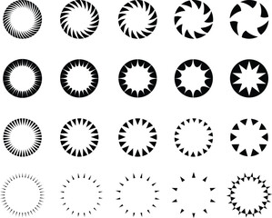Wall Mural - set of starburst elements. radial sunburst stripes background. sunburst icon collection. retro sunbu