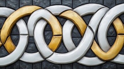 Poster - Decorative Wall Art Featuring Interlocking Gold and White Rings