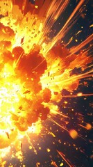 Wall Mural - red and yellow explosion anime wallpaper. anime wallpaper. ultra realistic. photorealistic