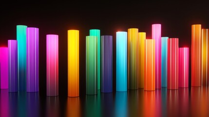 Aufkleber - Vibrant Cylinders in a Dynamic Color Display on a Dark Background
