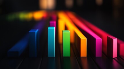 Fototapete - Vibrant Colorful Blocks Arranged in Gradient Pattern on Dark Background
