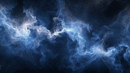 Aufkleber - Dreamy Abstract Blue Smoke Waves on Dark Background Artwork