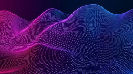 Poster - Abstract Waves of Light in Purple and Blue with Network Texture