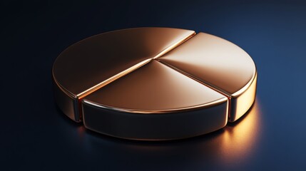 Poster - Elegant Circular Bronze Pie Chart on Dark Surface with Soft Glow