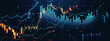 © Who is Danny - Financial data charts with glowing stock and forex graphs on a dark background illuminated in blue tones. 3D Rendering
