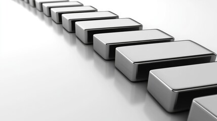 Aufkleber - Silver Rectangular Blocks in a Line on a Smooth Reflective Surface