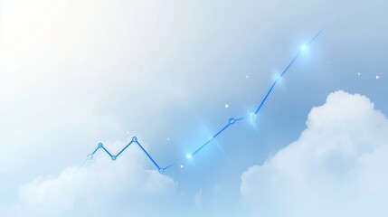 Aufkleber - Abstract upward trend graph on blue sky background with clouds