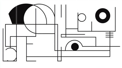 Aufkleber - Abstract Geometric Design Featuring Bold Lines and Shapes