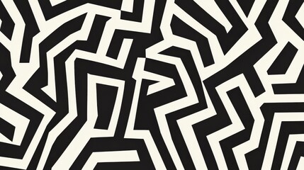 Aufkleber - Abstract Black and White Zigzag Pattern with Geometric Shapes