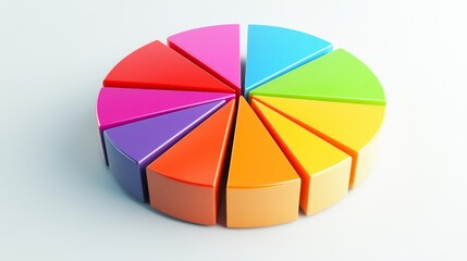 Poster - Colorful Pie Chart Segments on a White Background for Infographic Use