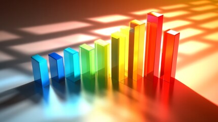 Poster - Colorful 3D Bar Graph with Shadows on a Reflective Surface