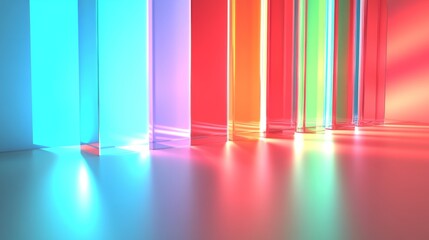 Poster - Colorful Abstract Background with Vertical Lights and Reflections