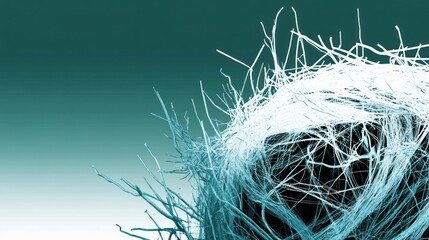 Abstract nest-like structure, intricate details, delicate branches.