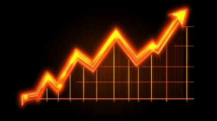 Leinwandbilder - Vibrant Neon Graph Illustrating Growth with Rising Trend and Arrow