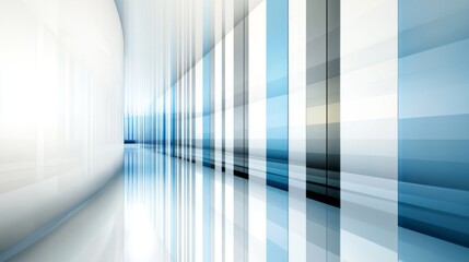 Aufkleber - Abstract Blue and White Corridor with Vertical Lines and Reflections