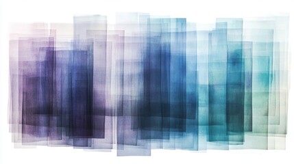 Aufkleber - Abstract Watercolor Layers in Shades of Blue and Purple Hues