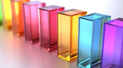Poster - Colorful Transparent Blocks in a Line on a Soft Background