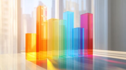 Aufkleber - Colorful Transparent Bar Graph on Bright Window Background