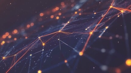 Aufkleber - Abstract Network Connections with Glowing Particles and Lights