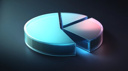 Aufkleber - Modern 3D Transparent Pie Chart with Glowing Edges on Dark Background