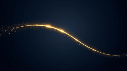Poster - Elegant Golden Light Wave with Sparkles on Dark Background