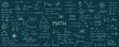 © cofficevit - Mathematical symbols. Geometric icons and formulas of important mathematical theories. Vector illustration for background.