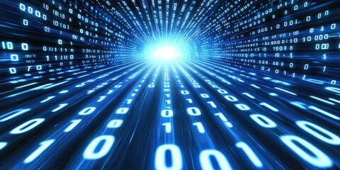 Digital Tunnel of Binary Code.