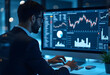 © PTD - Data analyst working on computer with financial dashboard and graphs