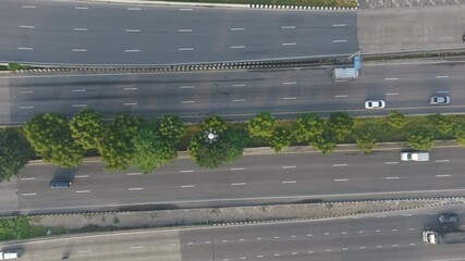 Wall Mural - Aerial view city expressway transport junction road with vehicle movement transport industry