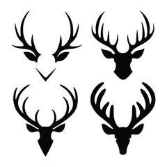Fototapete - Vector antler, deer horns icon set on white background 