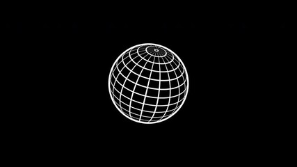 Abstract white color Grid sphere isolated on black background.