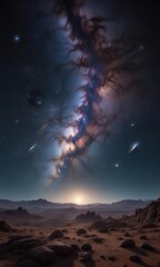 Wall Mural - detailed milky way night sky with planets and stars, space, milky way