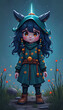 © Wool World - digital art of a little girl, , Bioluminescent character